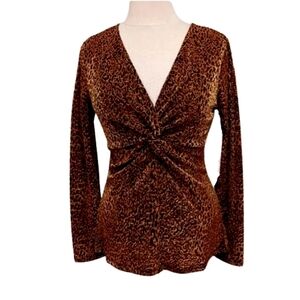 Andrea Jovine Stretch Metallic Animal Print Top NEW Sz. Sm